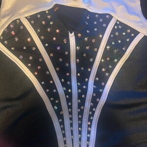 Weissman Black and White Rhinestone Dance Top